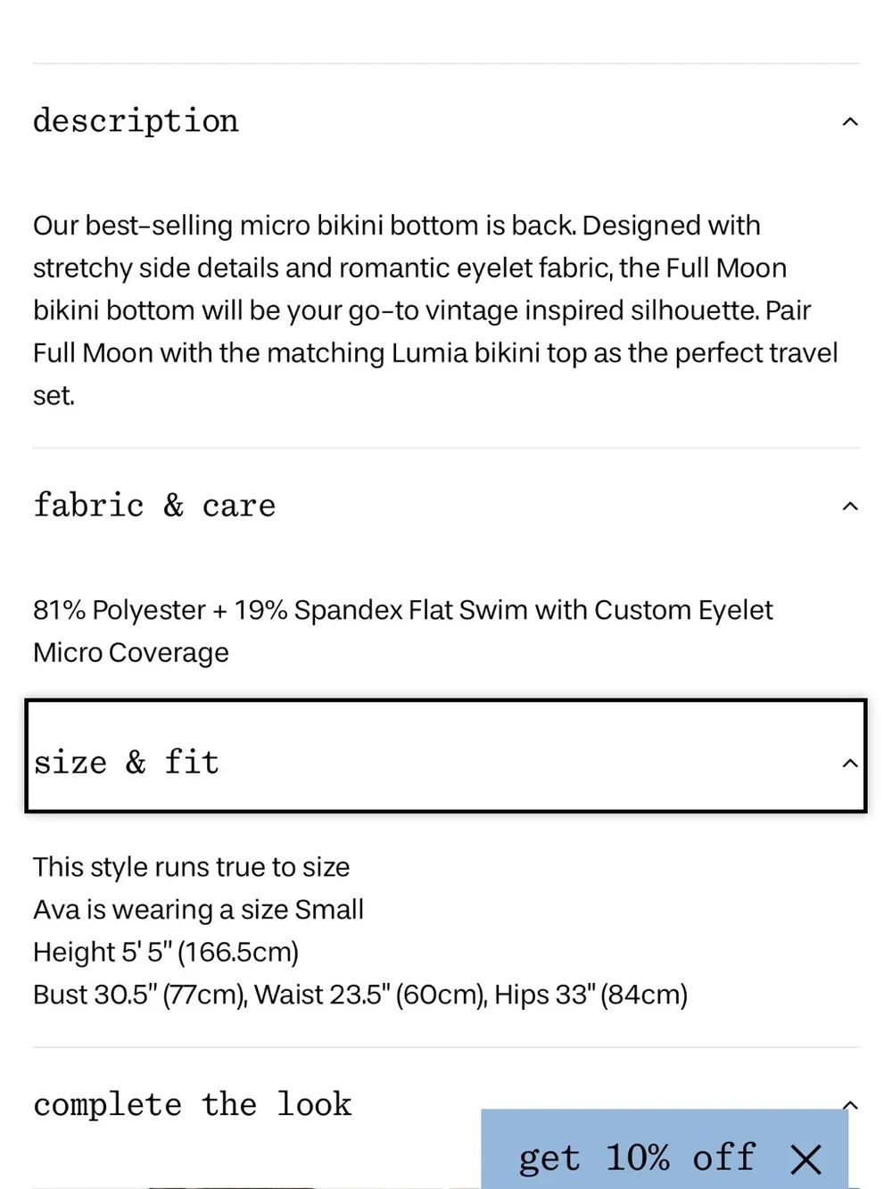 NWT Frankie’s Bikinis Full Moon Micro Eyelet Bikini Bottom